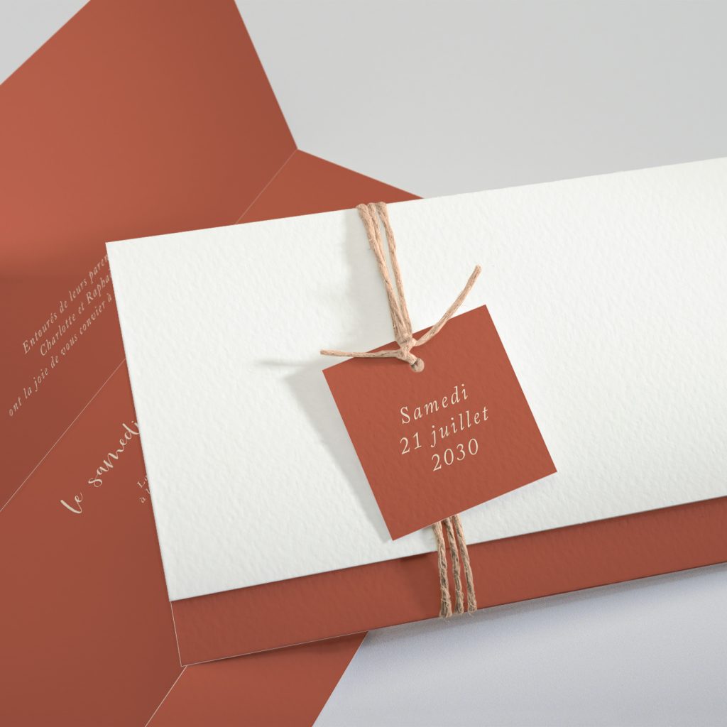 Faire part mariage terracotta
