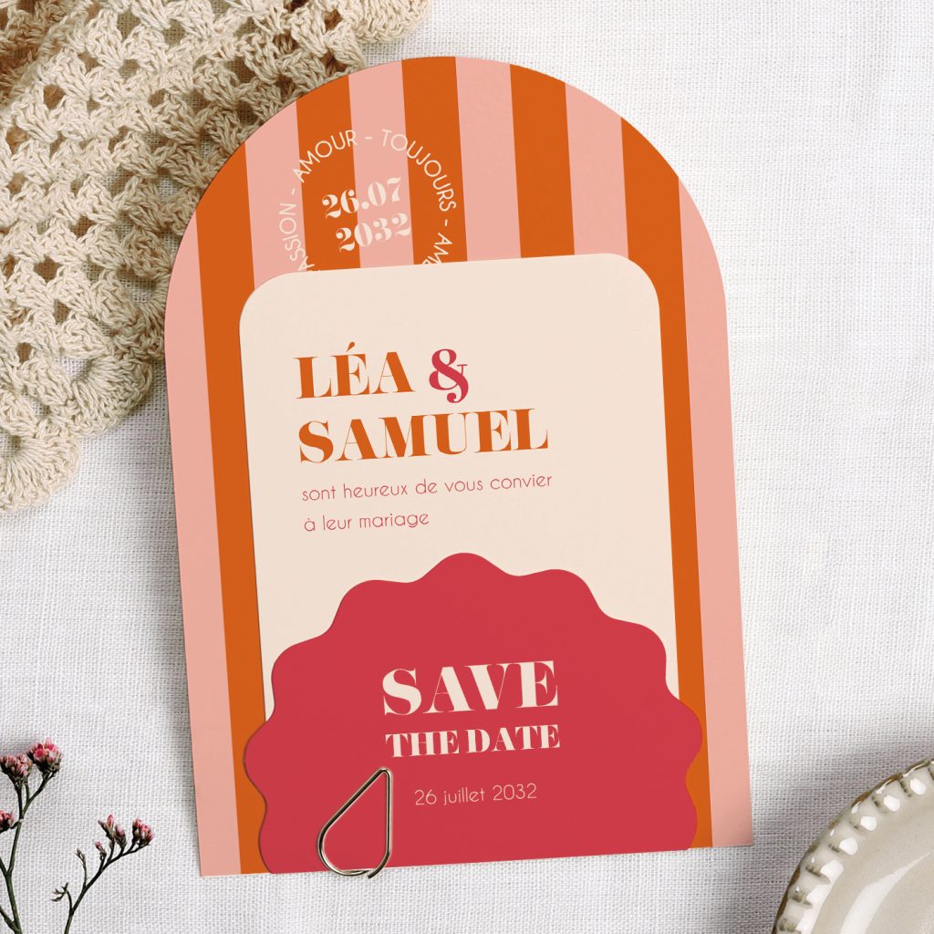 Faire part mariage coloré 