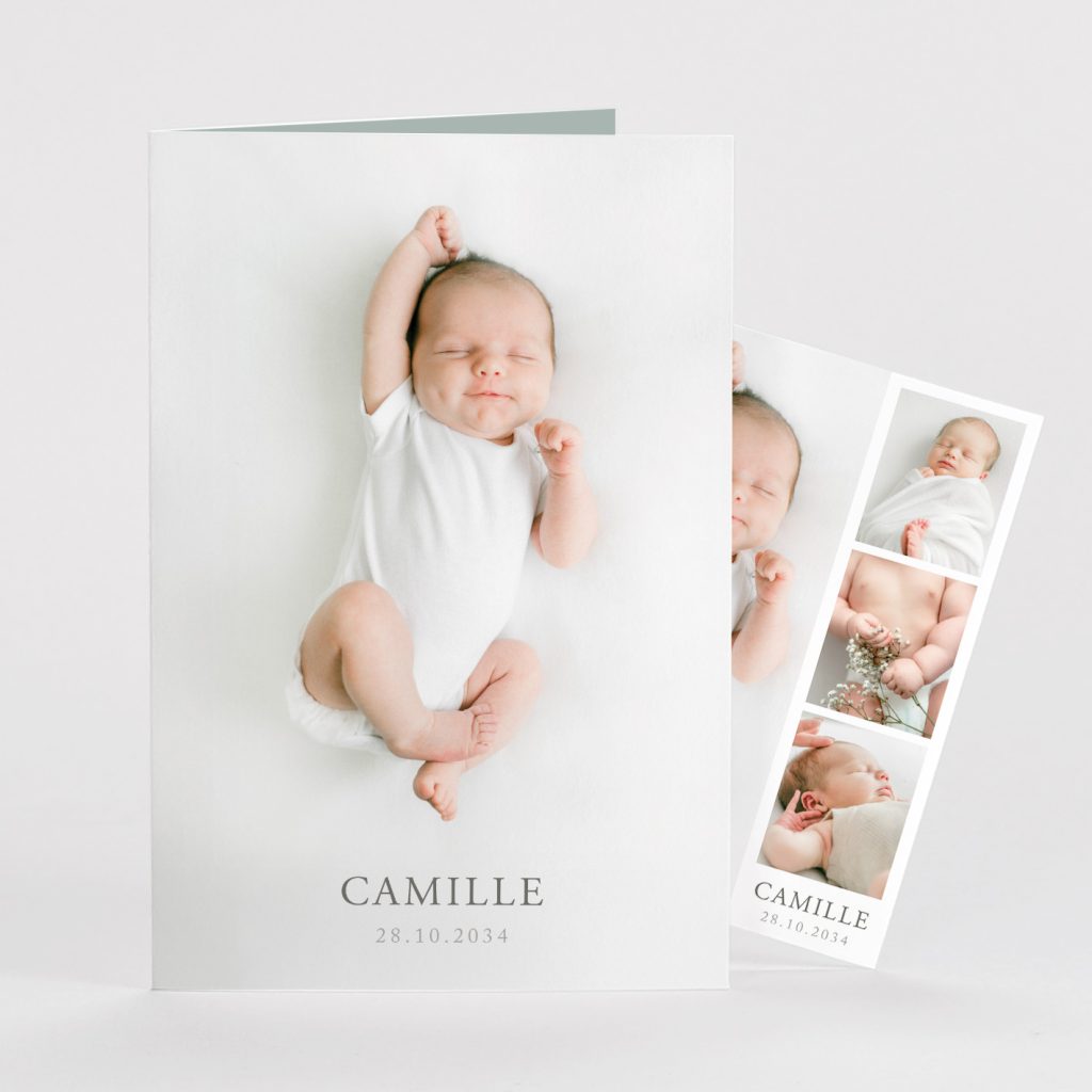 Faire part naissance photomaton duo