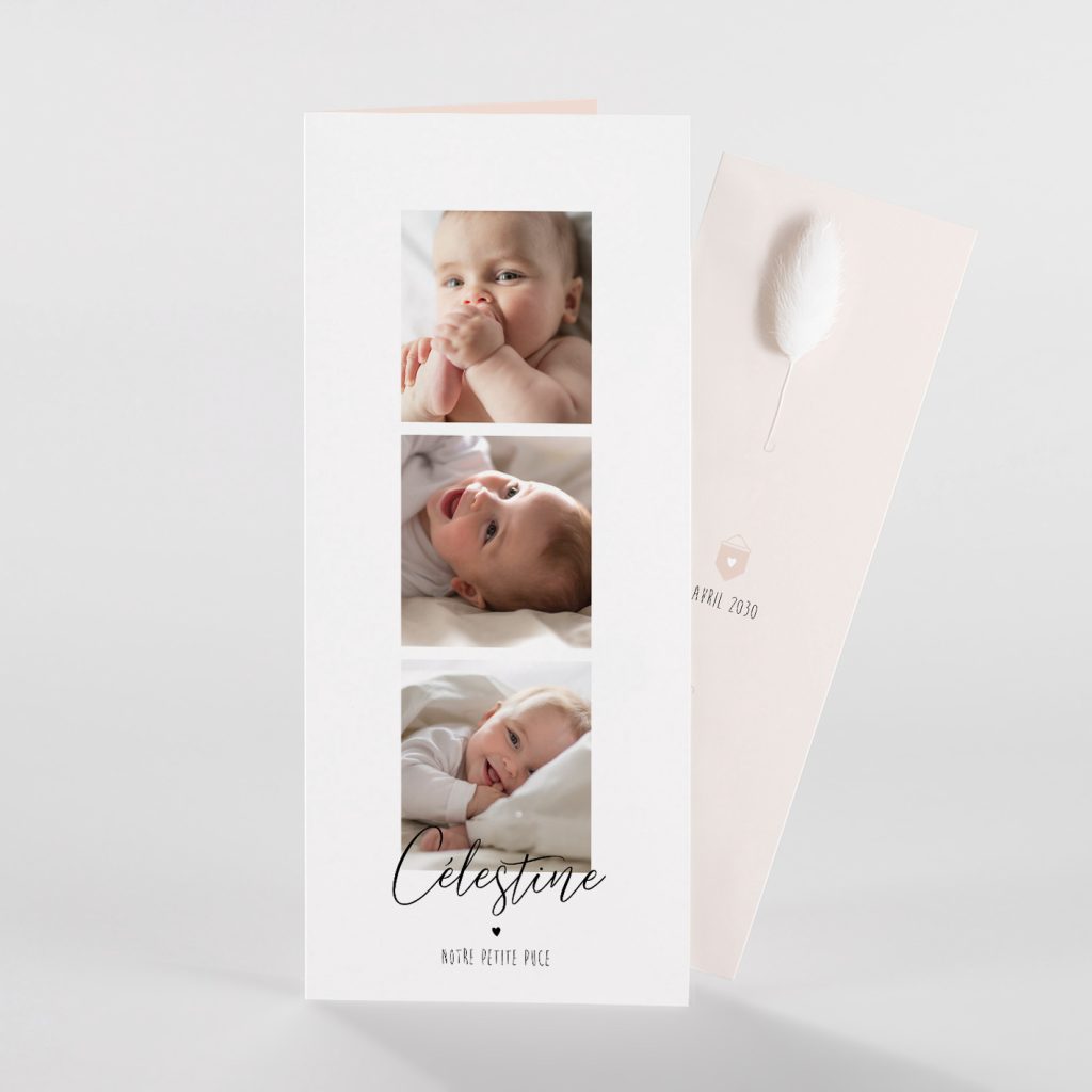 Faire part naissance fleur séchée