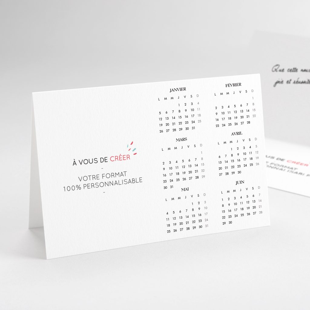 Carte de voeux vierge calendrier