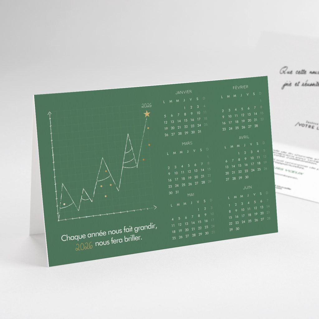 Carte de voeux calendrier croissance