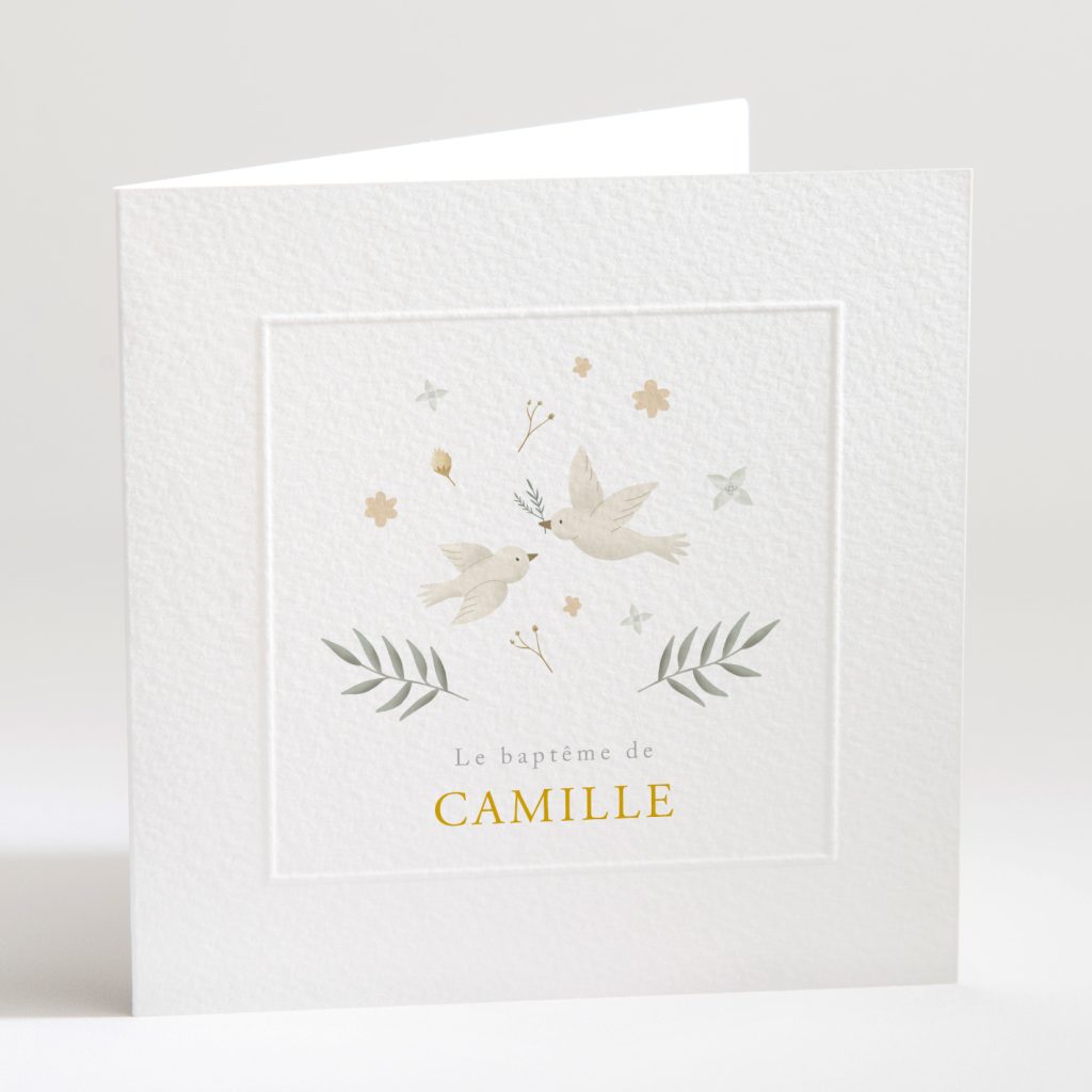 Faire part baptême gaufrage