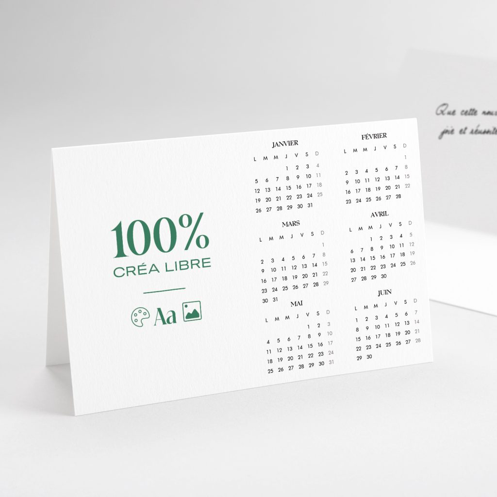 Carte de voeux calendrier